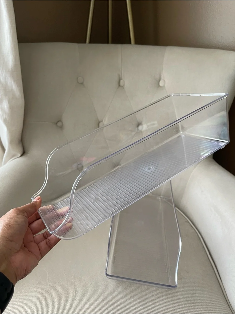 Set of 2 Clear Plastic Stackable Pantry & Fridge Organization Bins
